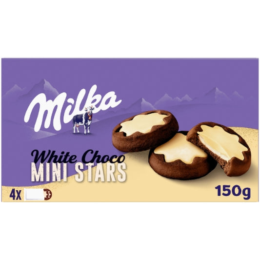 Milka Mini Stars Filled Biscuits With Milk & Topped With White Chocolate
